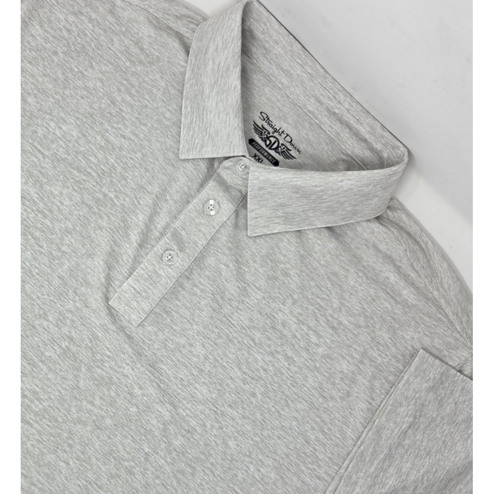 Straight Down Mens 2XL Gray Performance Stretch Golf Polo Short Sleeve Stretch
